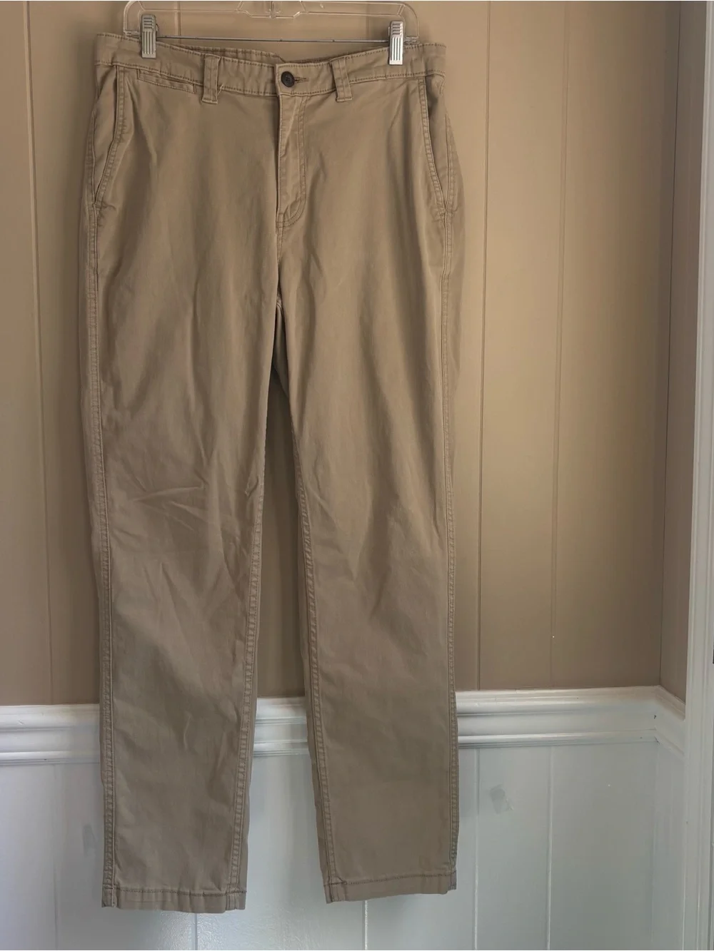 George Men's Straight Leg Chino Pants Khaki Beige/tan Athletic Fit Size 34x32